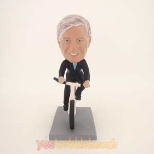 Picture of Custom Bobblehead Doll: Black Suit Man Riding Bicycle