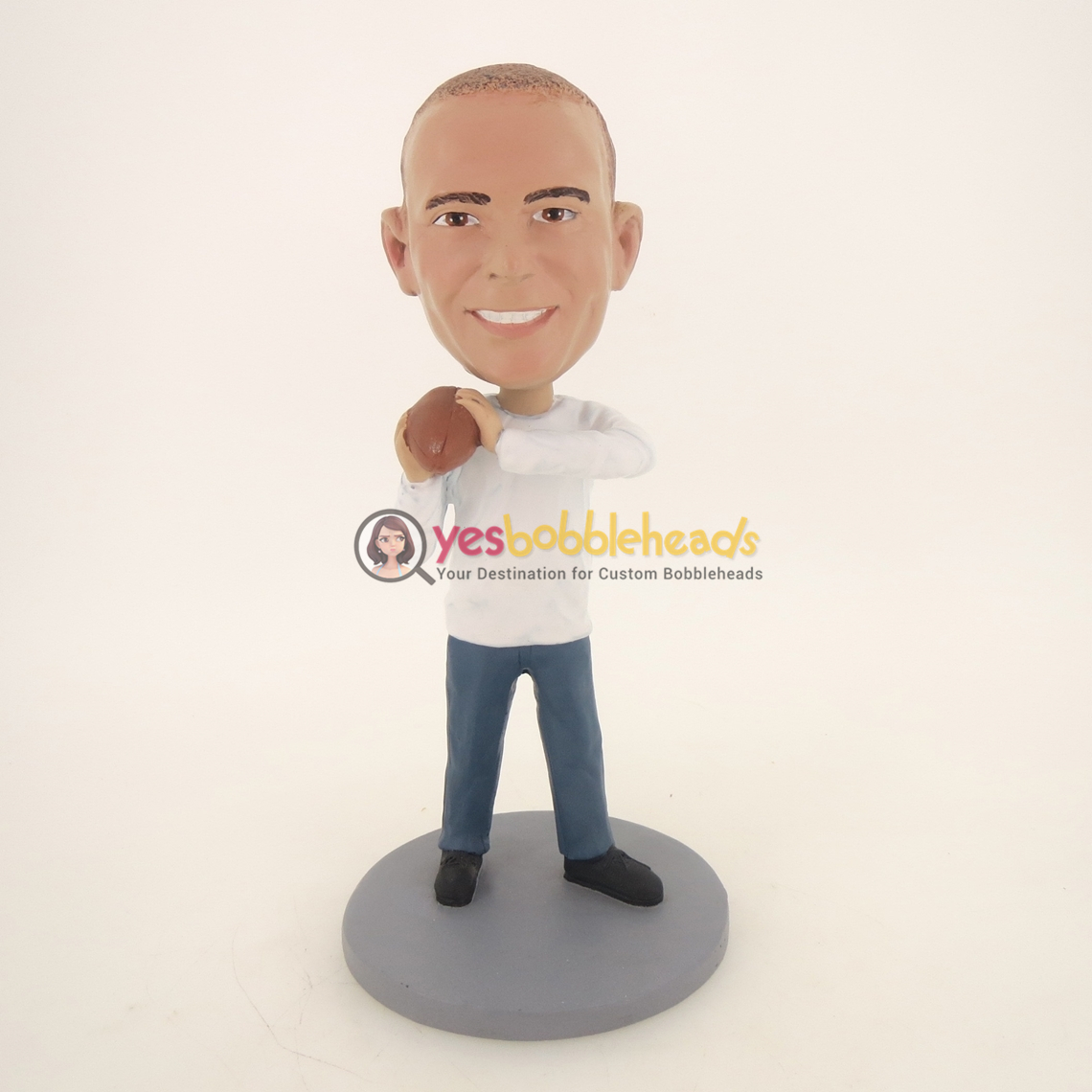 Picture of Custom Bobblehead Doll: Casual Man With Football