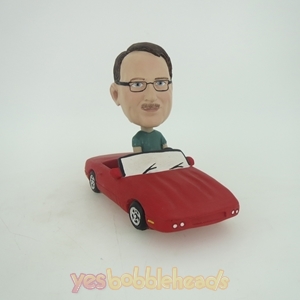Picture of Custom Bobblehead Doll: Man Driving In Red Car