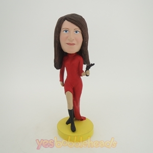 Picture of Custom Bobblehead Doll: Woman with Handgun