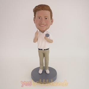 Picture of Custom Bobblehead Doll: White Shirt Man With Microphone