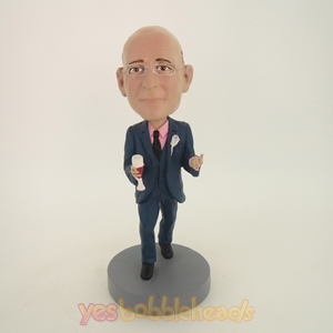Picture of Custom Bobblehead Doll: Business Man With Red Wine