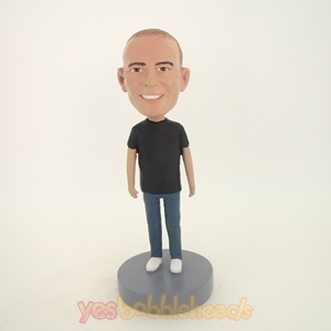 Picture of Custom Bobblehead Doll: Casual Man In Black Shirt