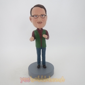 Picture of Custom Bobblehead Doll: Casual Man Wearing Glass