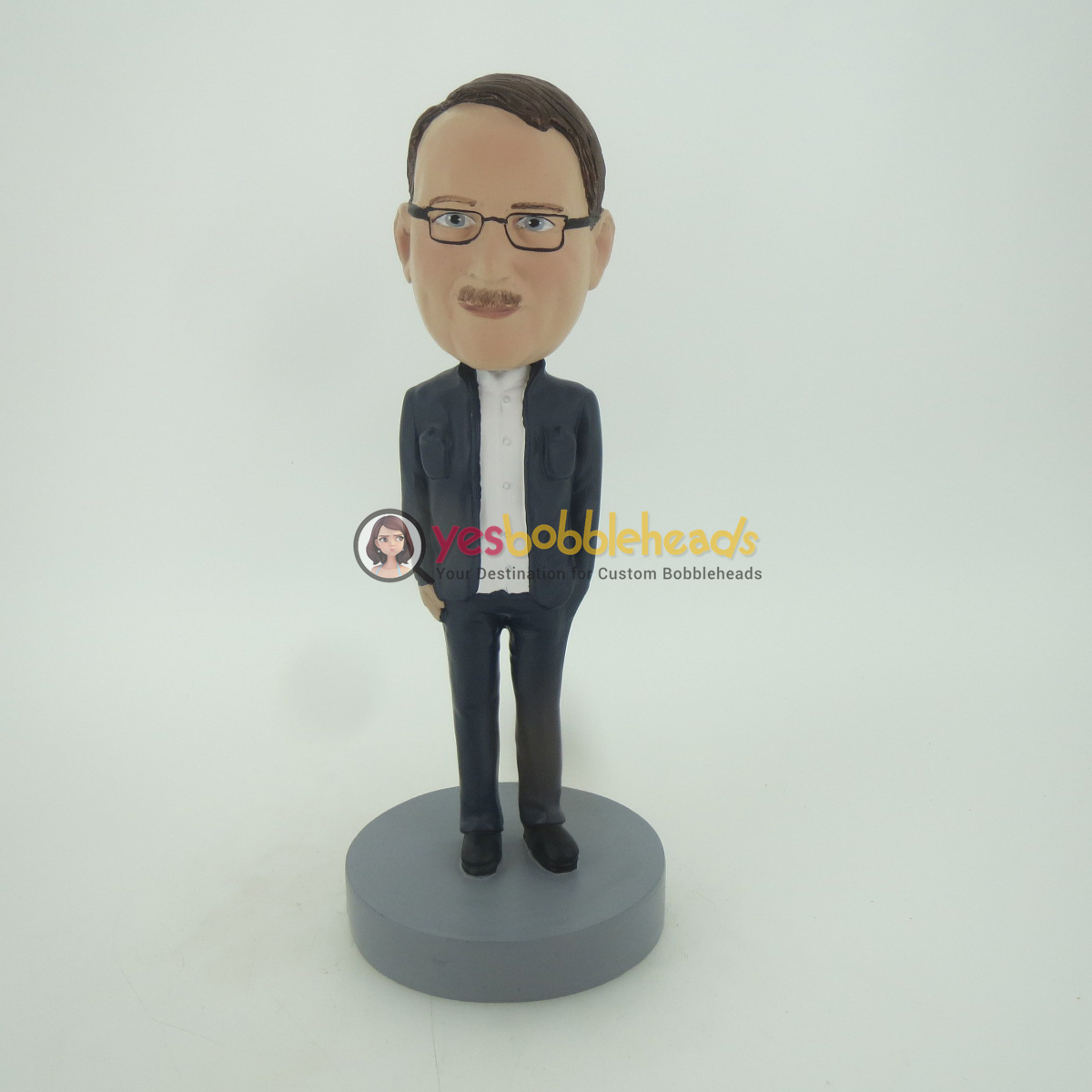 Picture of Custom Bobblehead Doll: Man In Blue With Glass