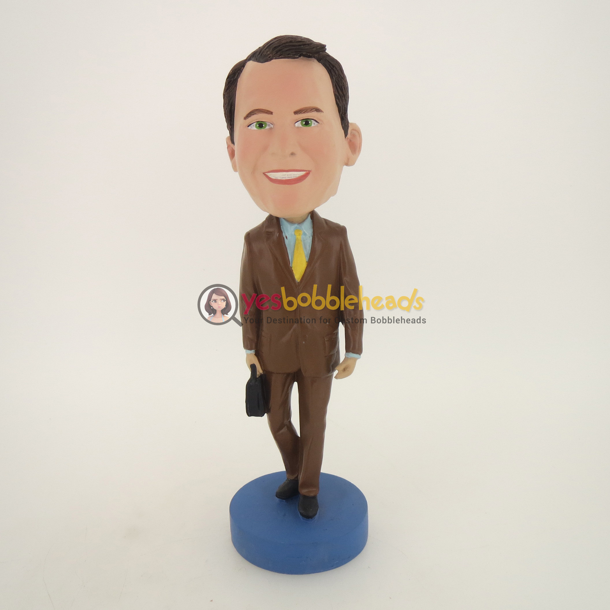 Picture of Custom Bobblehead Doll: Man In Brown Suit With Suitcase