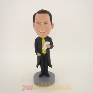 Picture of Custom Bobblehead Doll: Man In Business Coat Calculating
