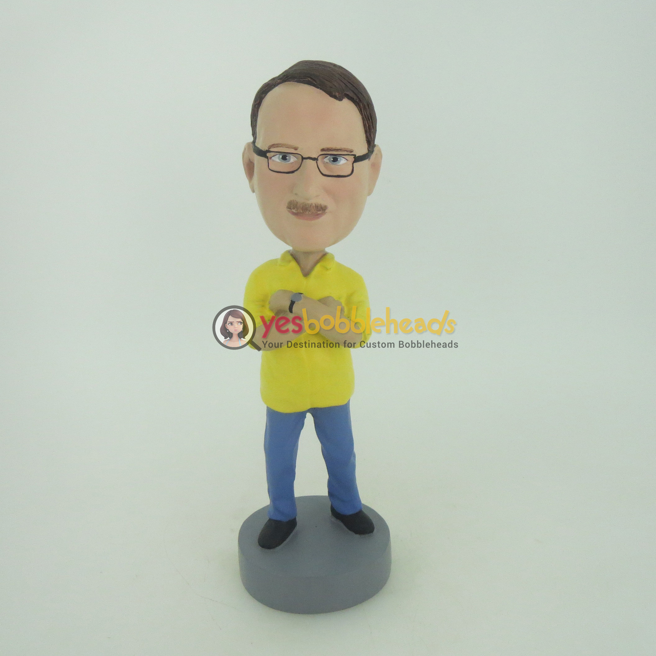 Picture of Custom Bobblehead Doll: Man With Hands On His Chest