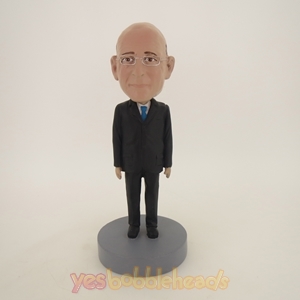 Picture of Custom Bobblehead Doll: Old Business Man In Formal Black Suit
