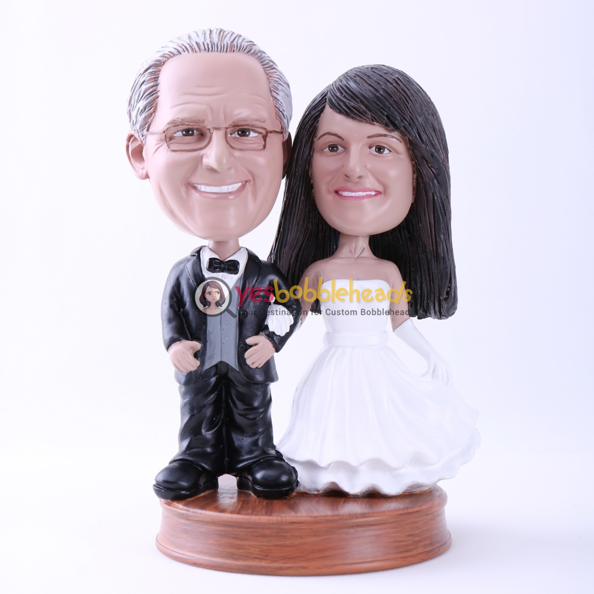 Picture of Custom Bobblehead Doll: Bride and Groom Hand in Hand