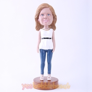 Picture of Custom Bobblehead Doll: White Clothes Casual Woman