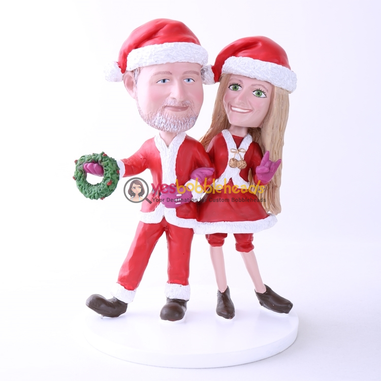 Picture of Custom Bobblehead Doll: Santa Couple Hand In Hand
