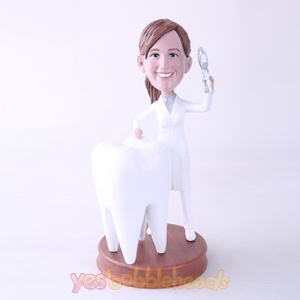 Picture of Custom Bobblehead Doll: Female Dentist with Big Tooth