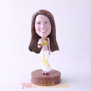 Picture of Custom Bobblehead Doll: Casual Woman Holding Ice Cream