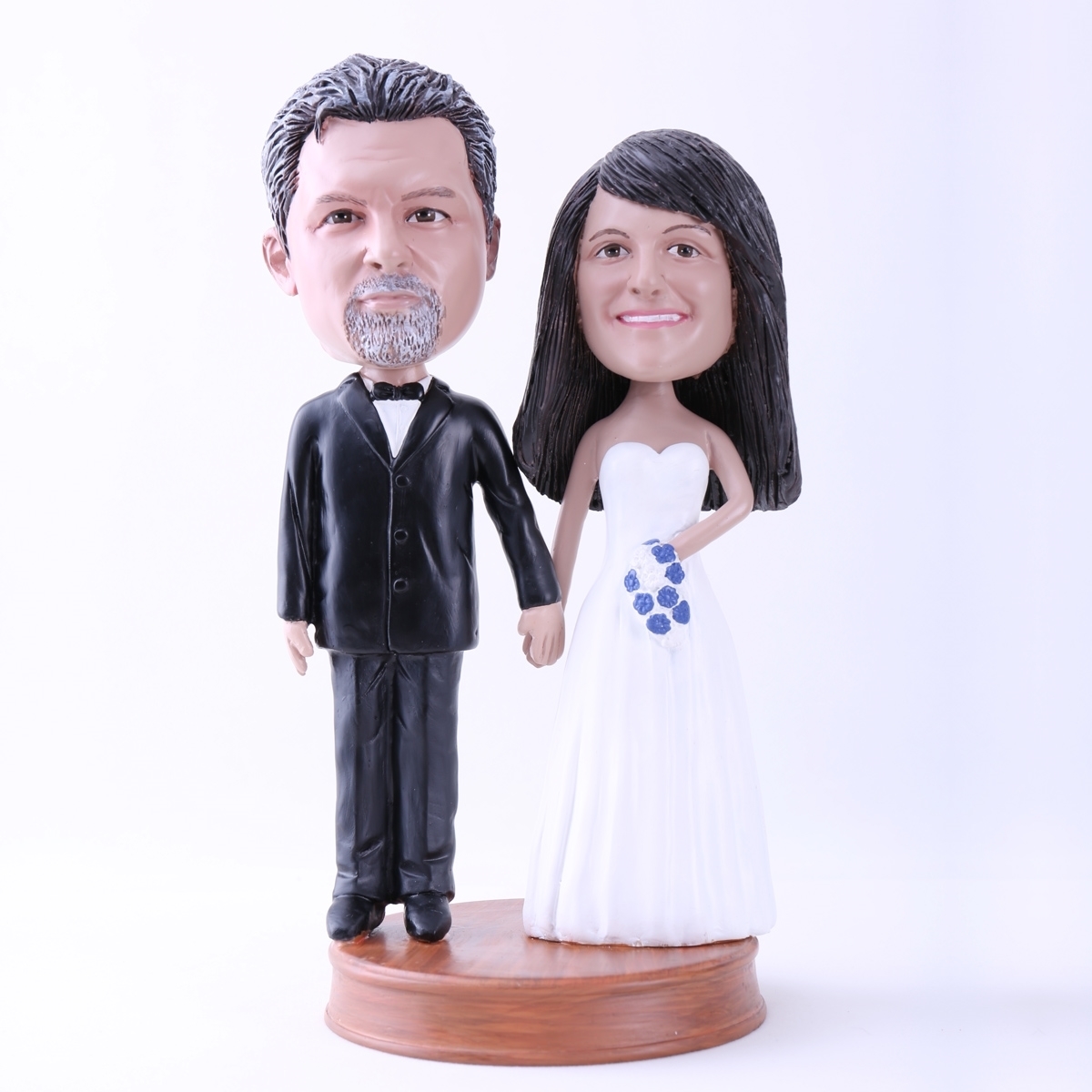 Custom Bobblehead Doll Black Suit Groom And White Dressed Bride